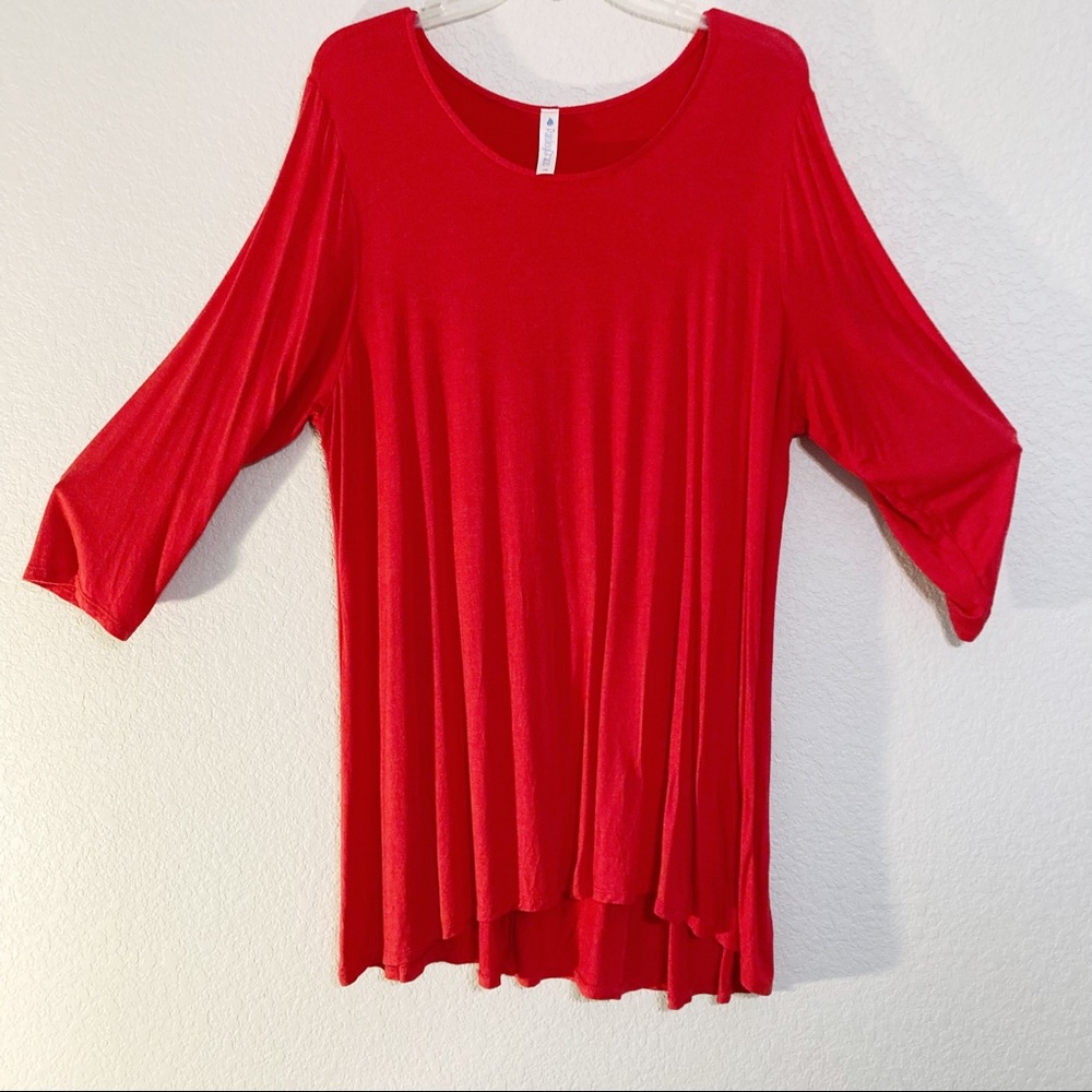Paisley Grace Red Emmalea Tunic Top 2XL